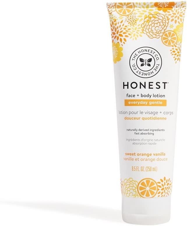 The Honest Company Honest Perfectly Gentle Sweet Orange Vanilla Face and Body Lotion with Naturally Derived Botanicals, Orange Vanilla, 8.5 Fluid Ounce
