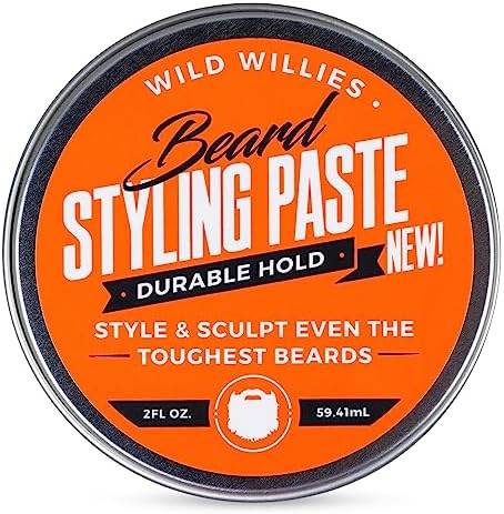 Wild Willies Medium Hold Beard Styling Paste - Men's Grooming Balm that Hydrates & Tames Flyaway Facial Hair - Easy to Use Non-Greasy Matte Finish Beard Cream, Style & Sculpt for Long-Lasting Control