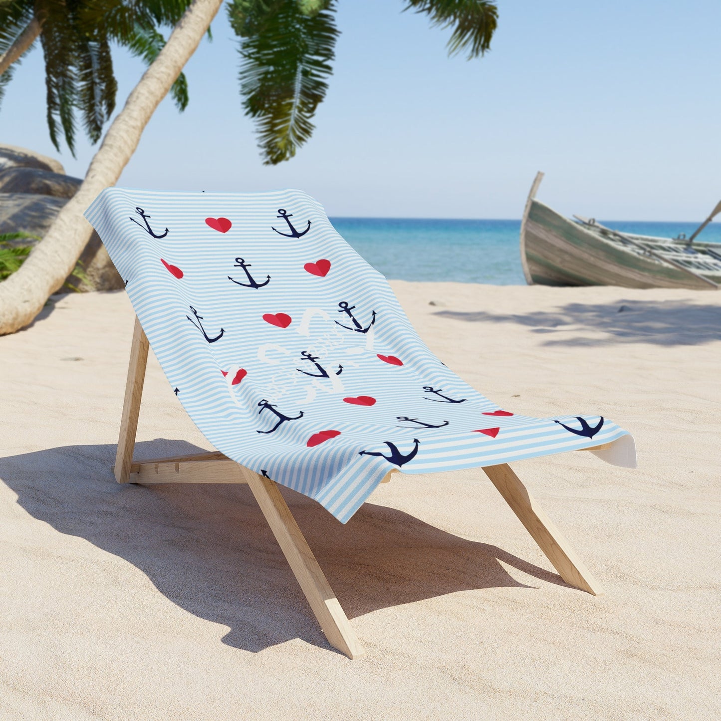 Hearts and Anchors Beach Towel