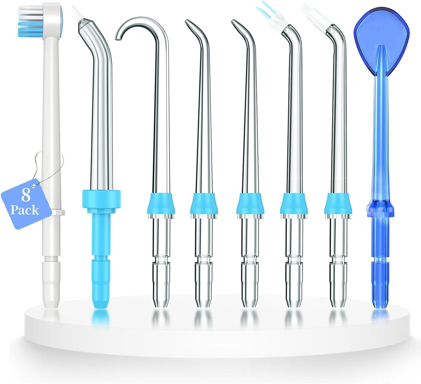 Replacement Tips for Waterpik Water Flosser,Replacement Classic Jet Tips Compatible with Waterpik Oral Irrigator,Replacement Brush Heads for Waterpik,8 Pcs Replacement Parts for Waterpik