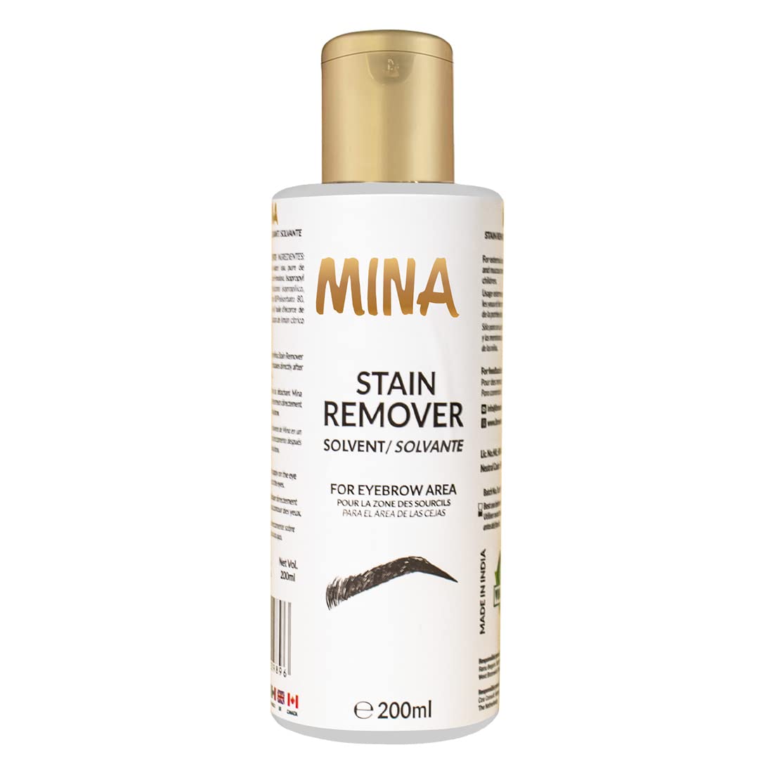 Mina Henna Tint Stain Remover, Softly removes hair color from the scalp, skin around from the eyebrows, hair, beard and mustache quickly and gently 200ml