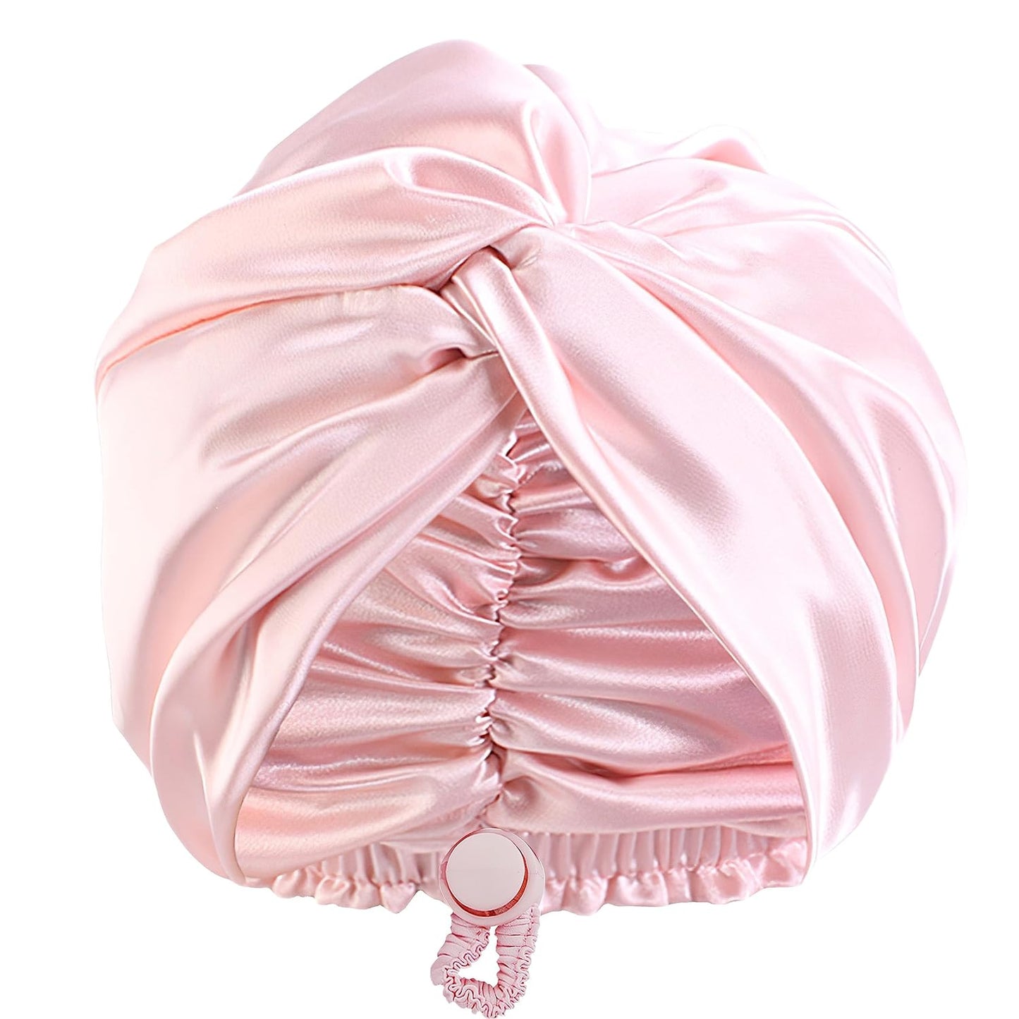 Adjustable Silk Satin Bonnet for Sleeping: Women Night Wrap Sleep Cap Turban for Men, Large Long Curly Hair Braid Stay on Head - Pink