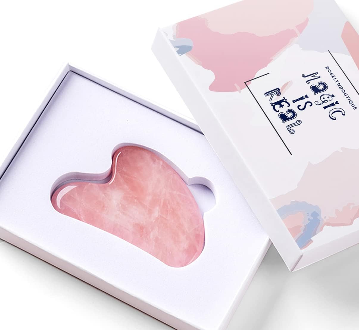 ROSELYNBOUTIQUE Gua Sha Facial Tools - Natural Healing Crystals Facial Massager Tools for Wellness Relaxation (Rose Quartz)