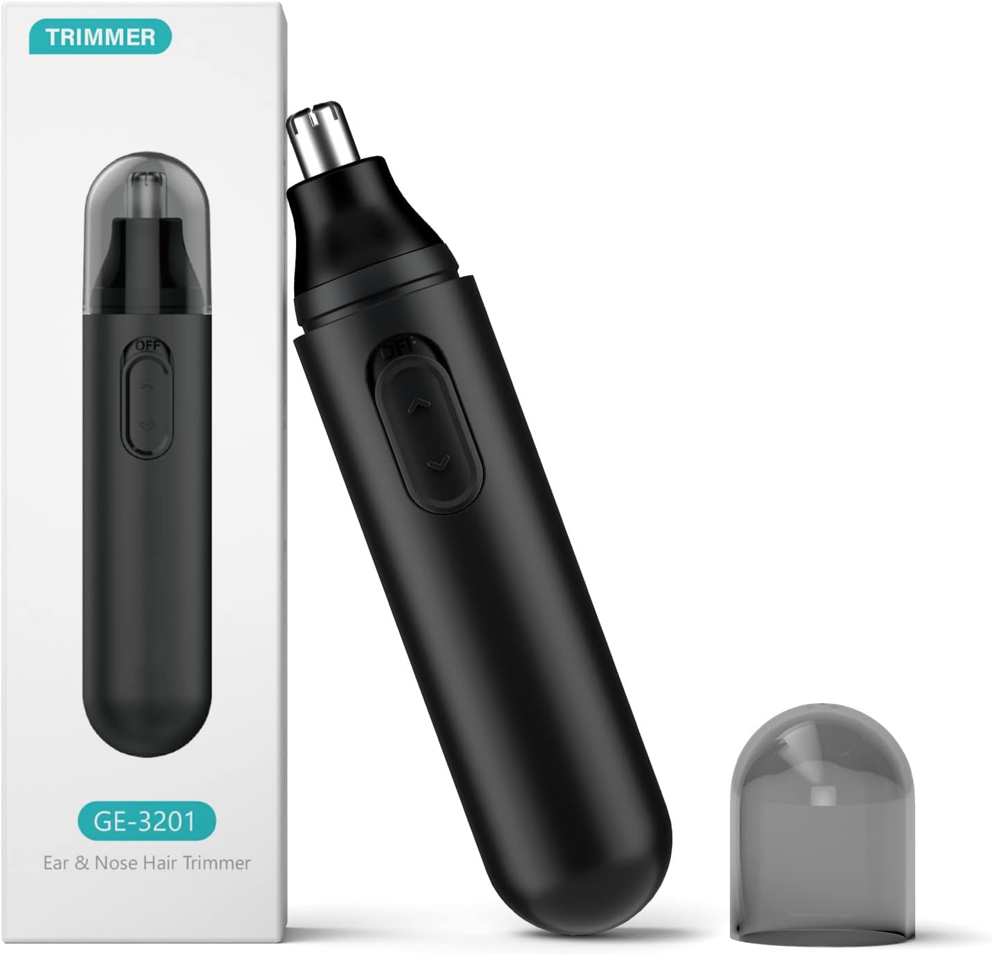 Ginity Ear and Nose Hair Trimmer,Painless Battery-Operated Nose Hair Trimmer for Men Women,IPX7 Waterproof Dual Edge Blades Nasal Trimmer Nose Clippers for Easy Cleansing (Battery Model-Black)