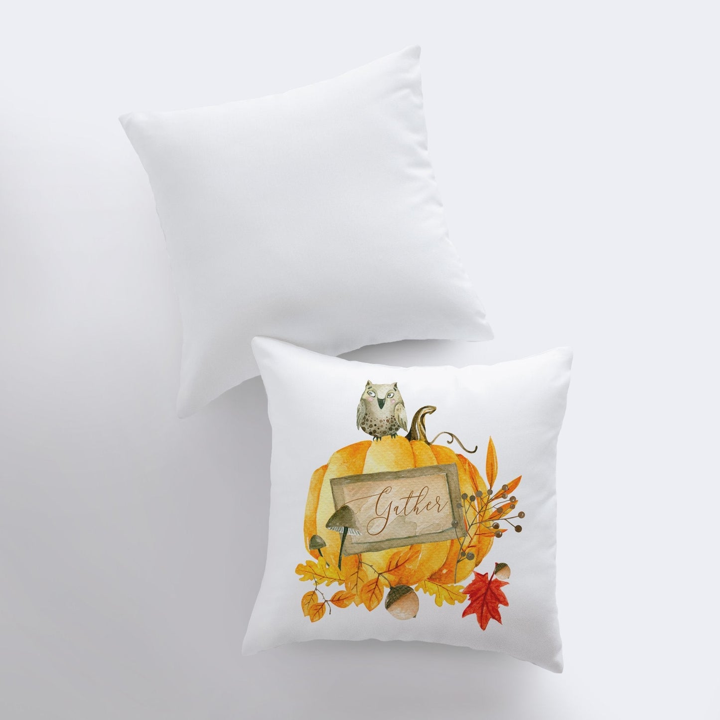Gather Pumpkin Harvest Pillow Cover | Primitive Pumpkin Decor |