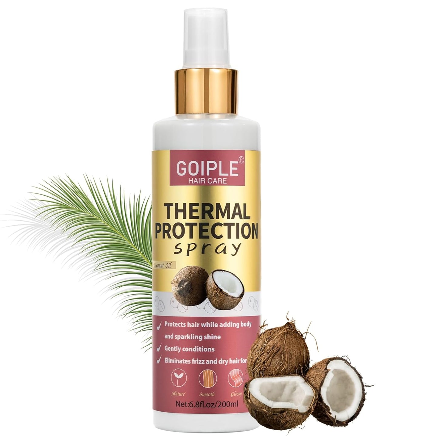 Heat Protectant Spray for Hair Heat Protectant Product- Coconut Hair Heat Protectant Benefit Treatment Spray Thermal Protector Spray- Heat Protectant Spray Paraben & Dye Free Protects Hair Heat Damage