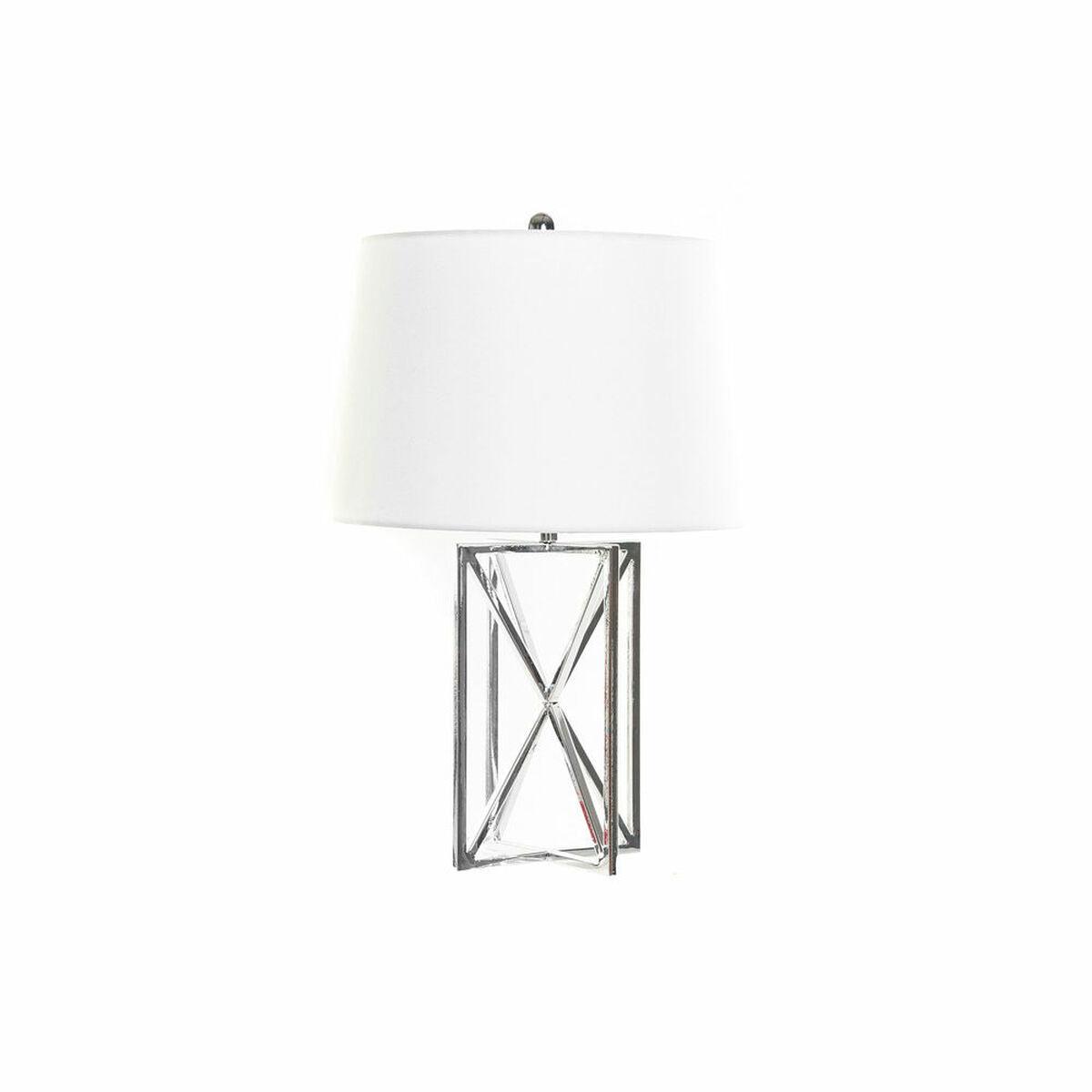 Desk lamp DKD Home Decor White Silver Polyester Metal 220 V 50 W (38 x