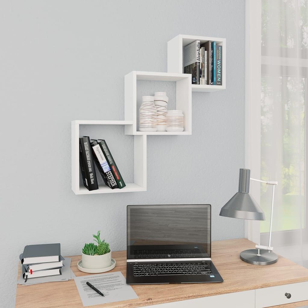 Cube Wall Shelves White 33.3"x5.9"x10.6" Chipboard