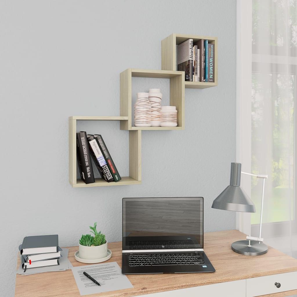 Cube Wall Shelves White 33.3"x5.9"x10.6" Chipboard