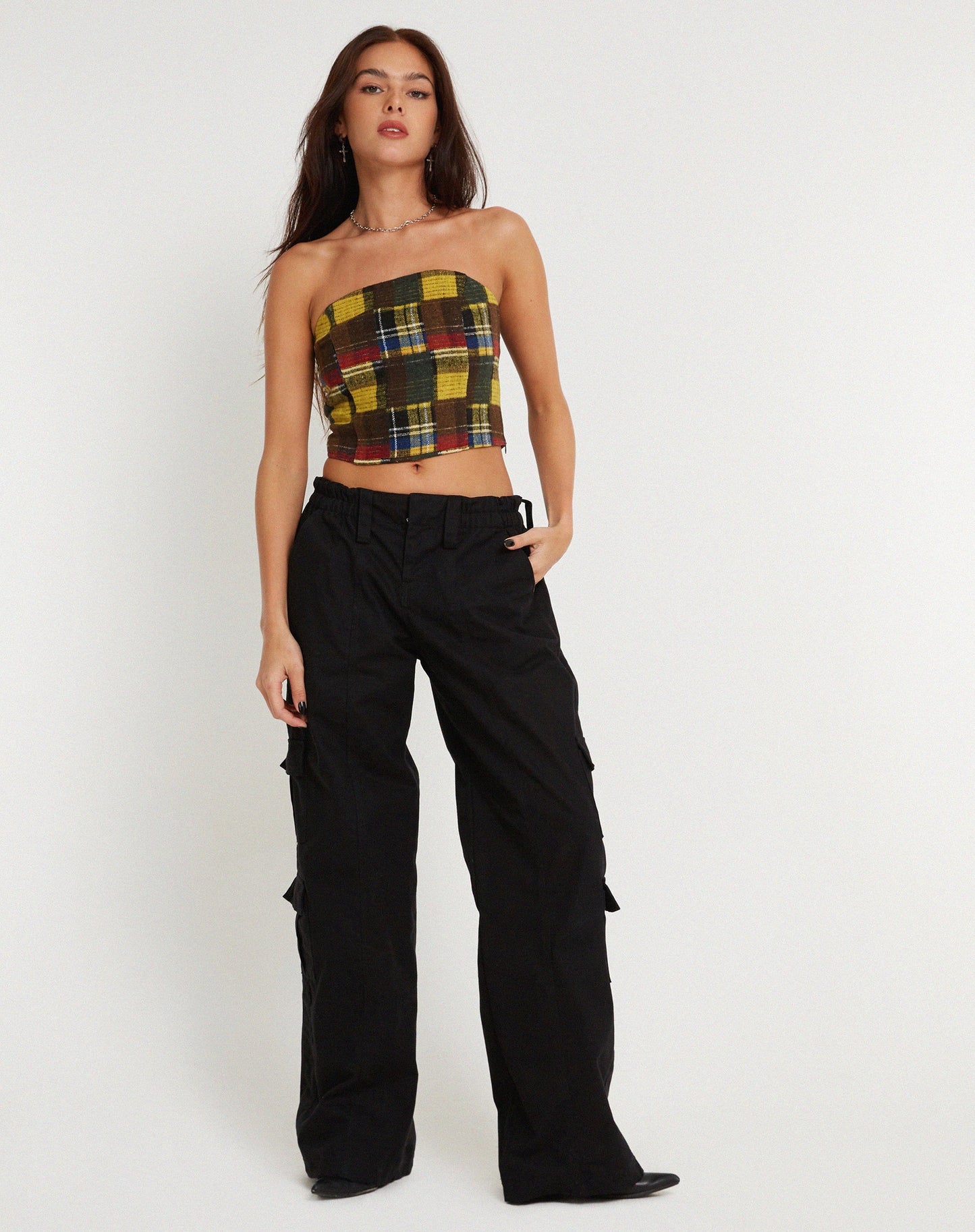 Delny Bandeau Top in Mix Tartans
