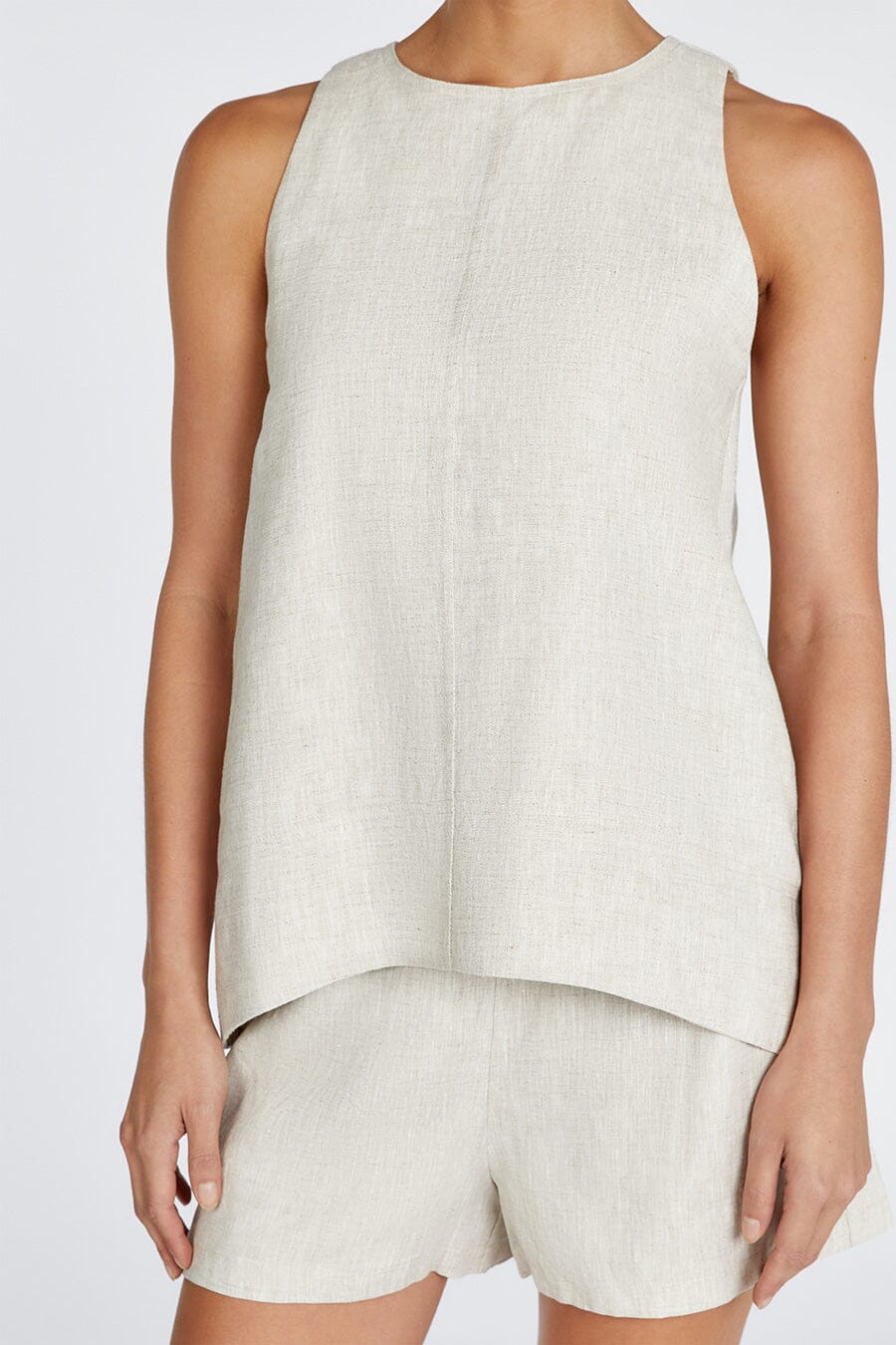 MEG NATURAL LINEN SMOCK TOP
