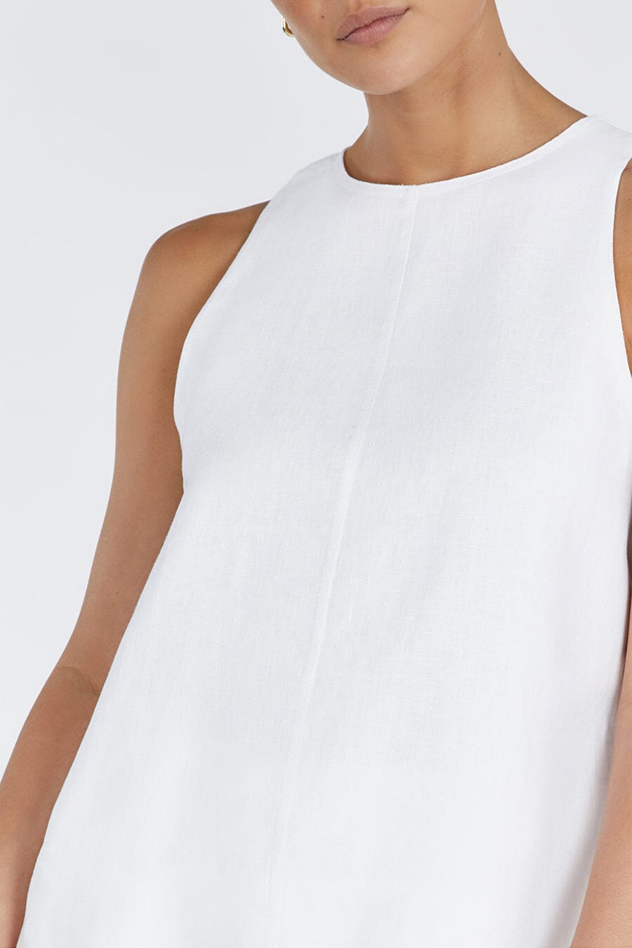 MEG WHITE LINEN SMOCK TOP