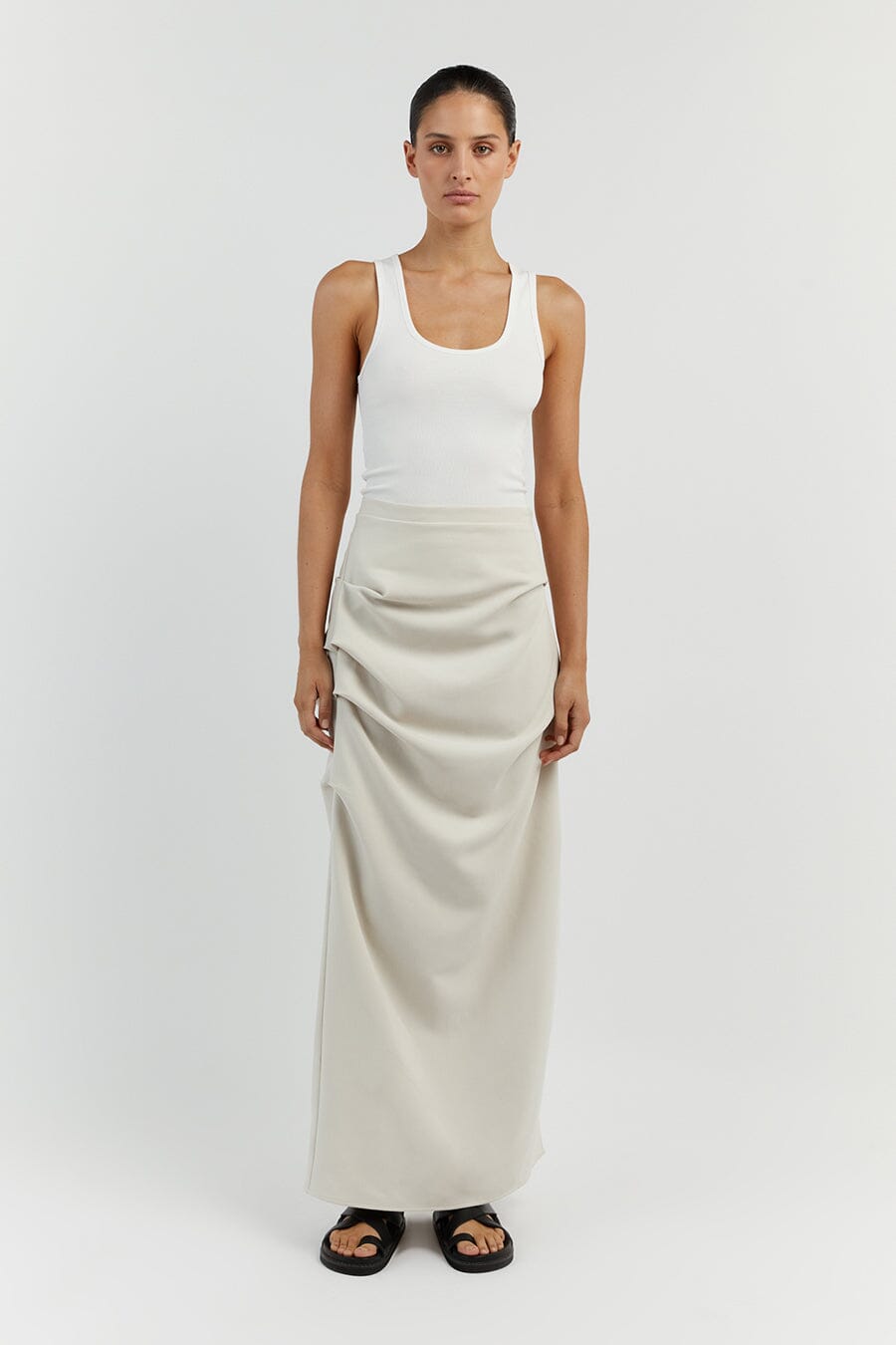 NILE BONE ROUCHED MAXI SKIRT Clothing DISSH Boutiques 6 BONE