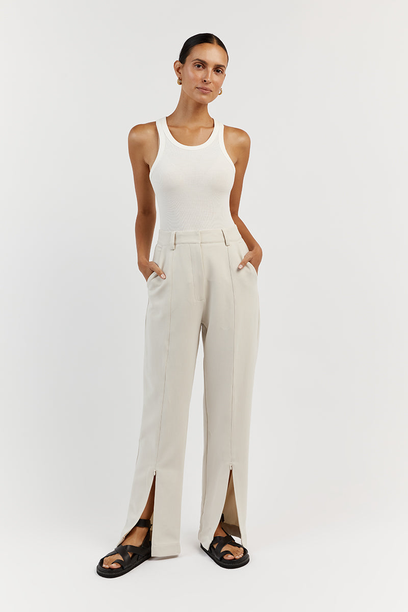 ROWAN BONE STRAIGHT LEG SPLIT PANT Clothing DISSH Boutiques 6 BONE