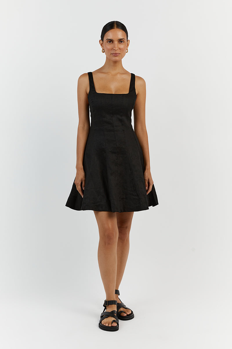 MILAHN BLACK LINEN MINI DRESS Clothing DISSH Boutiques 16 BLACK