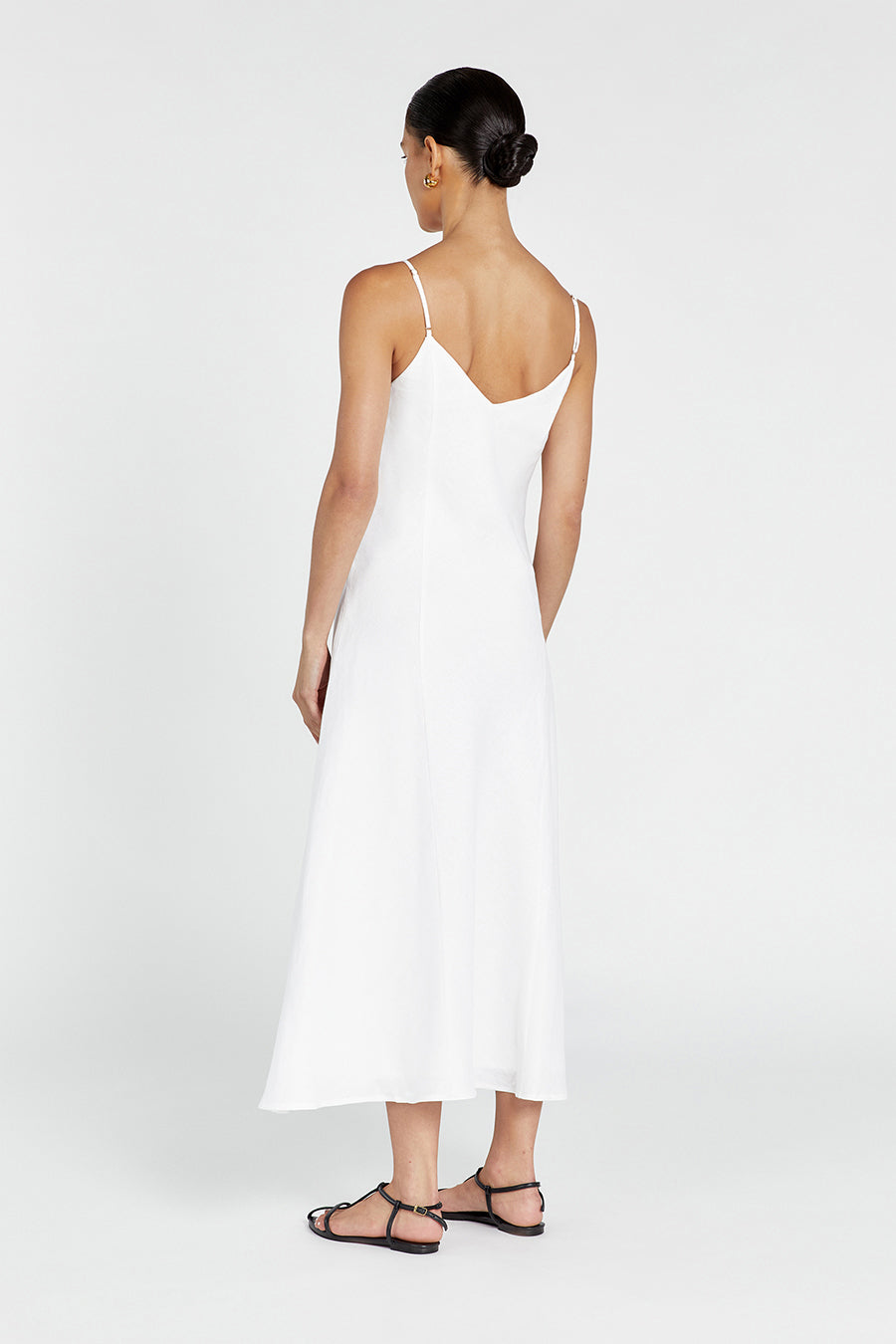 ROSETTE WHITE LINEN MAXI DRESS
