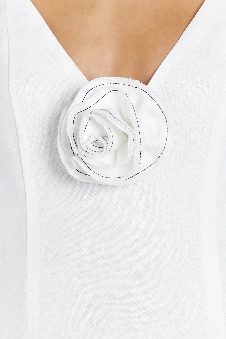 ROSETTE WHITE LINEN MAXI DRESS