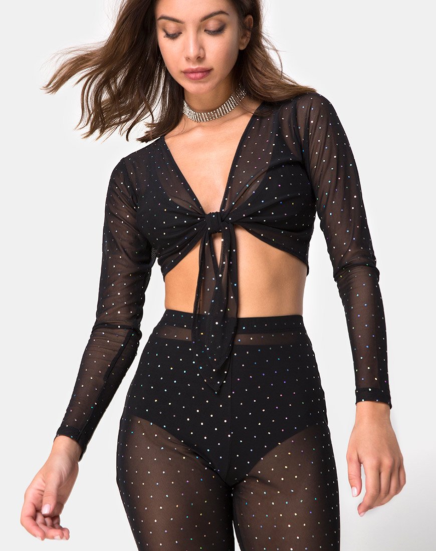 Yun Top in Net Crystal Black X Princess Polly