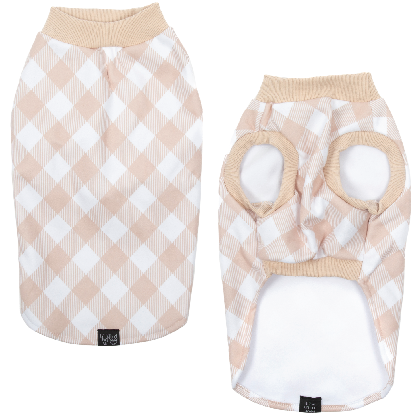 DOG FLEECE PYJAMAS: Latte Gingham