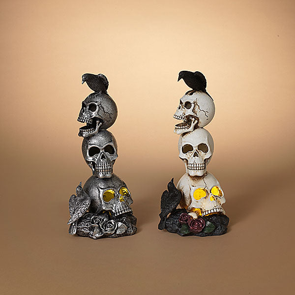 HALLOWEEN LIGHT-UP STACKING SKULL FIGURINE