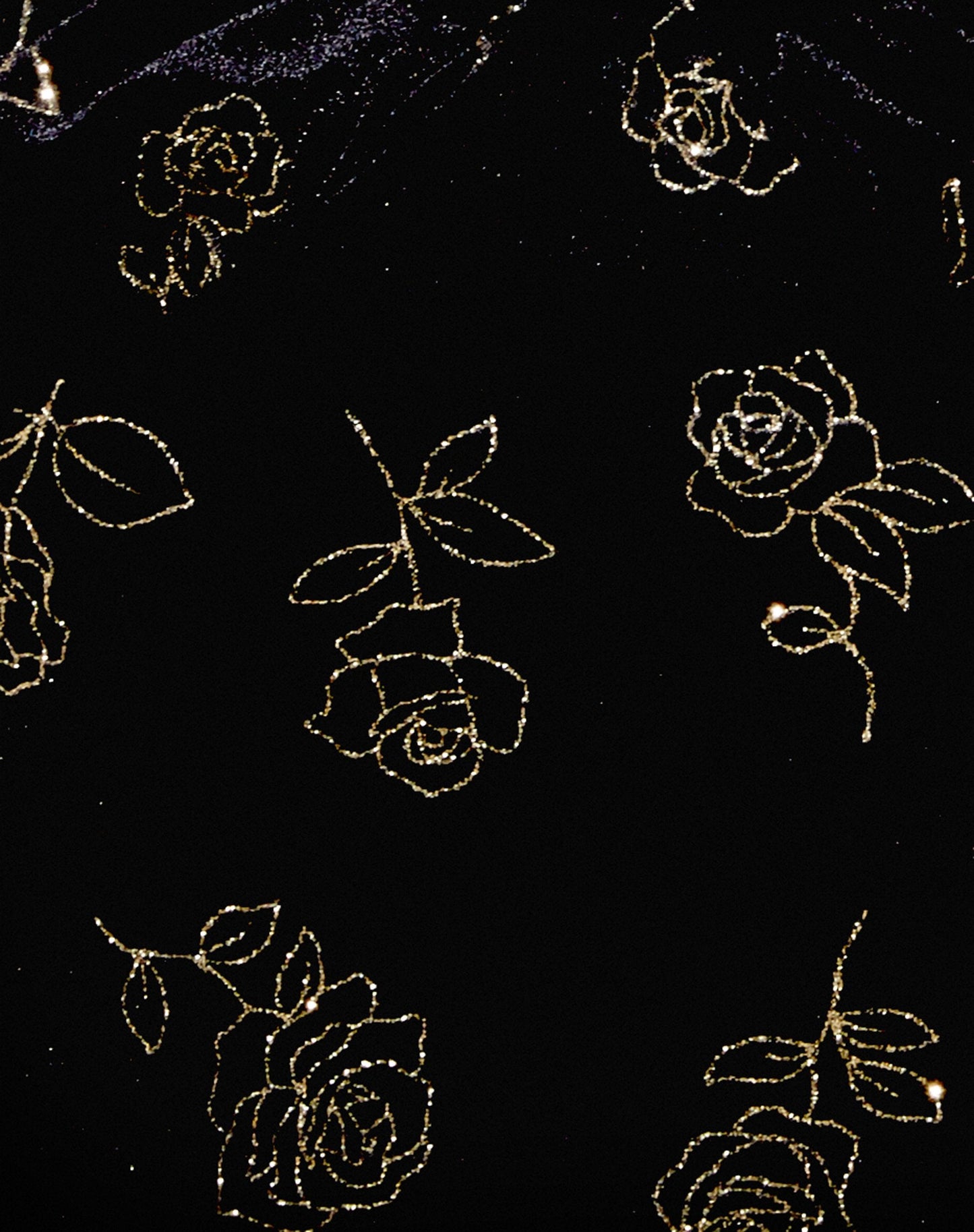 Glasty Crop Top in Black and Gold Rose Stamp