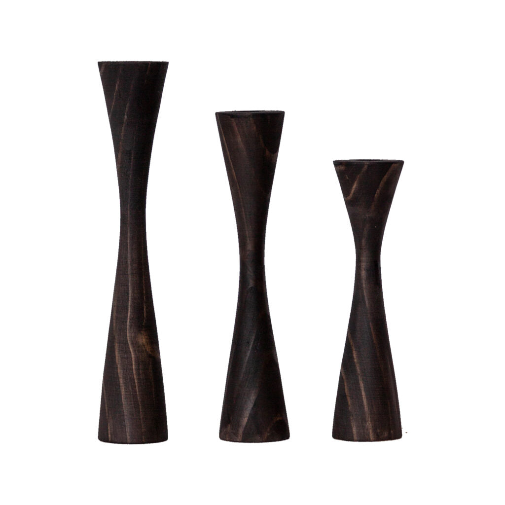 Geo Tapered Candle Holder Black