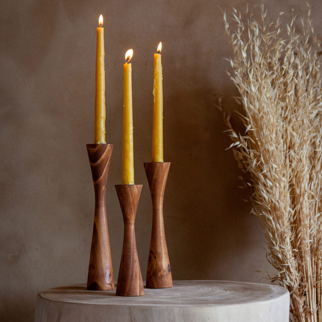 Geo Tapered Candle Holder Black
