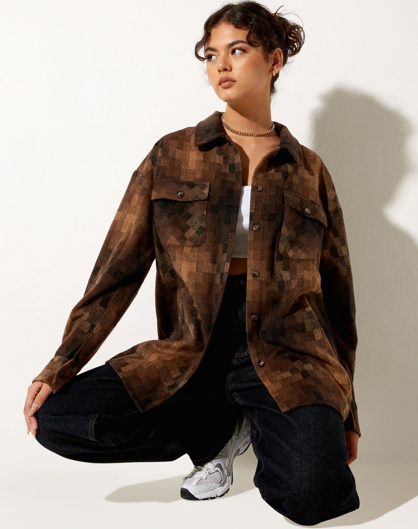 Medita Shirt in Check Brown