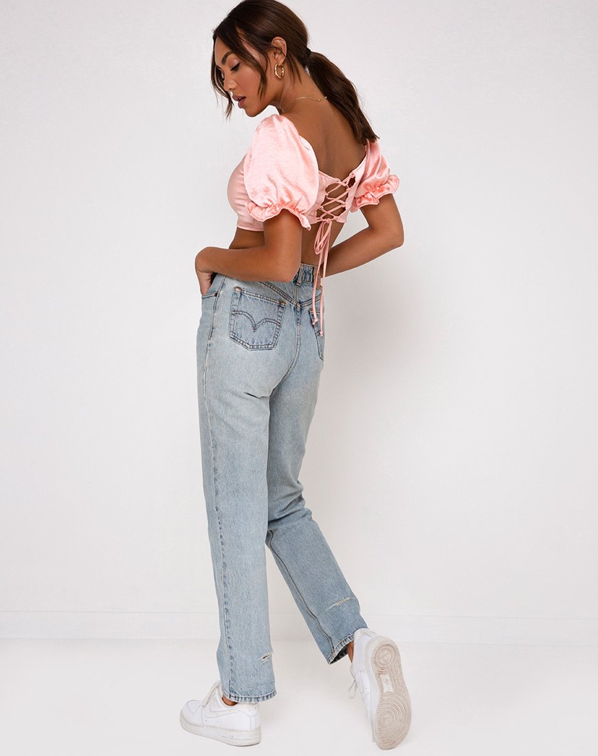 Mirella Crop Top in Satin Peach