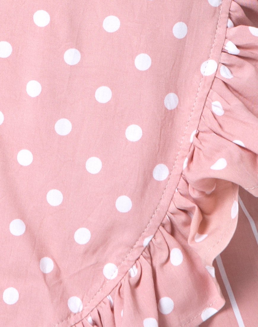 Miza Mini Skirt in Spot Stripe Pink and White
