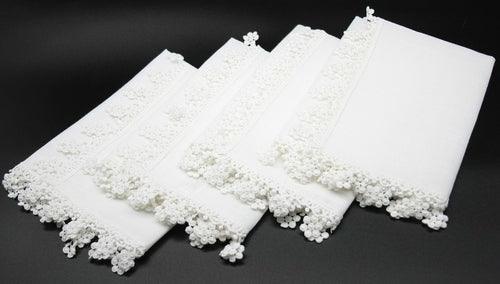 ML16152 Floral Charm Lace Trim Napkins, 20"x20", Set of 4 - zoter Shop