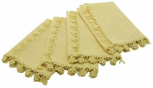 ML16152 Floral Charm Lace Trim Napkins, 20"x20", Set of 4 - zoter Shop