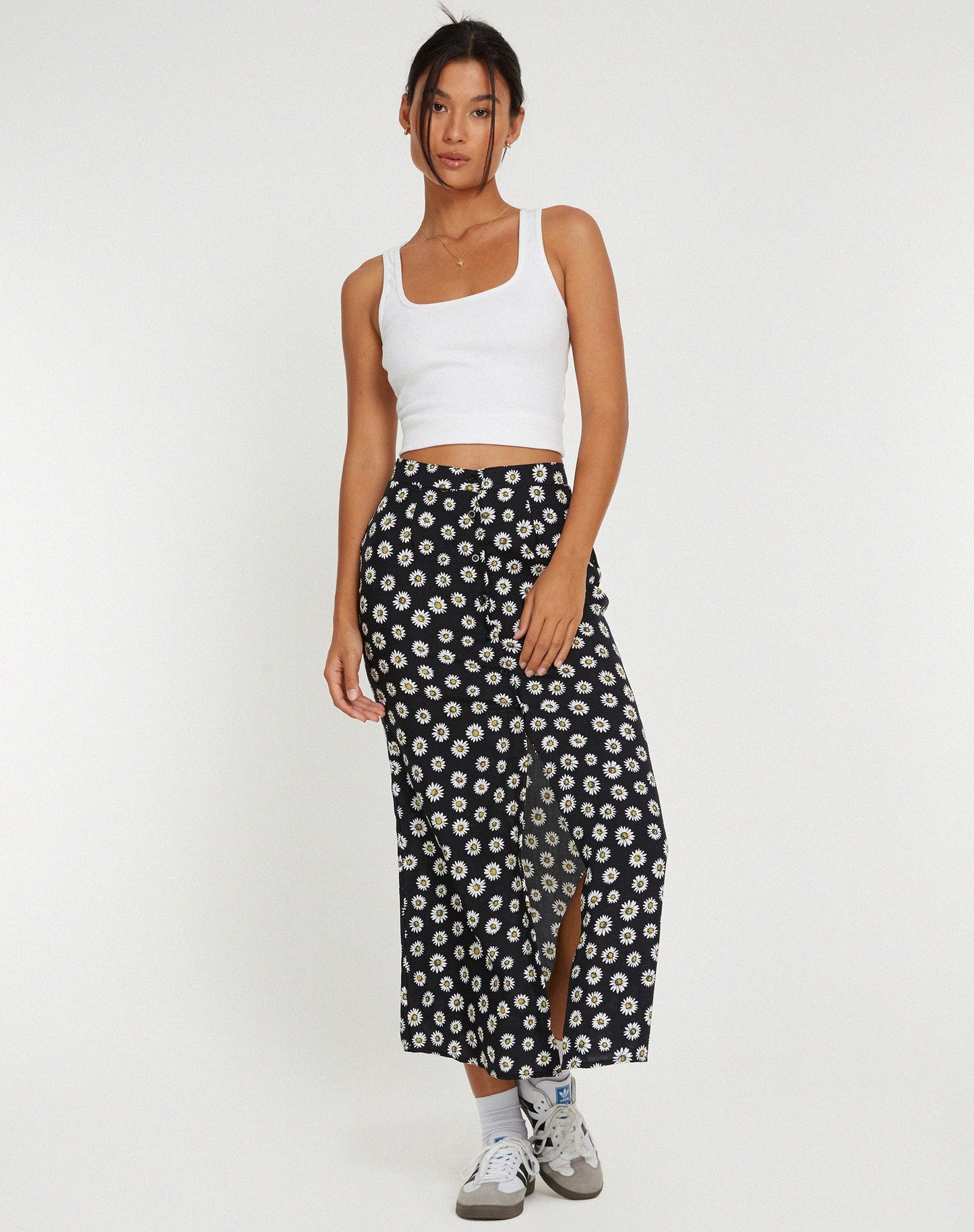 Rima Midi Skirt in Grunge Daisy Black