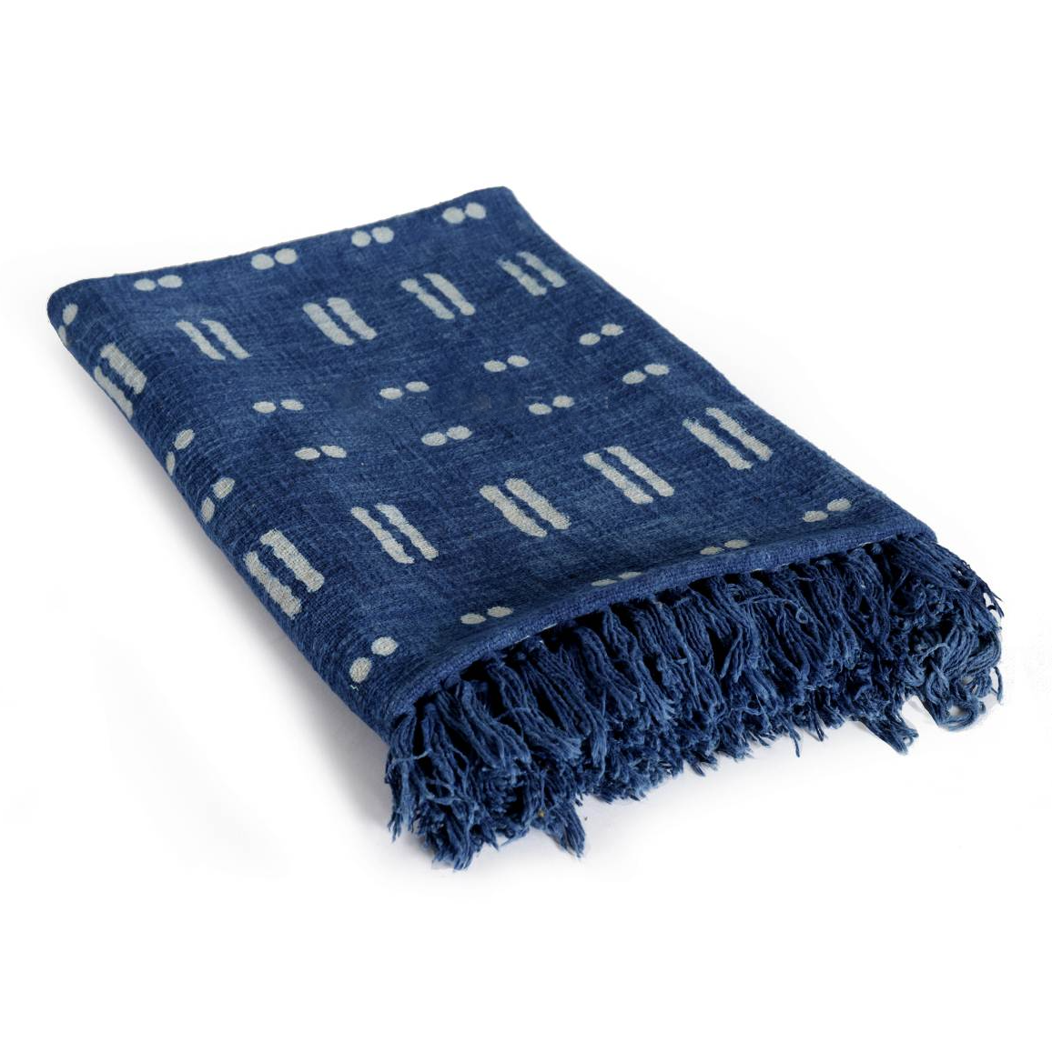 Resist Dye Indigo Cotton Throw Blanket