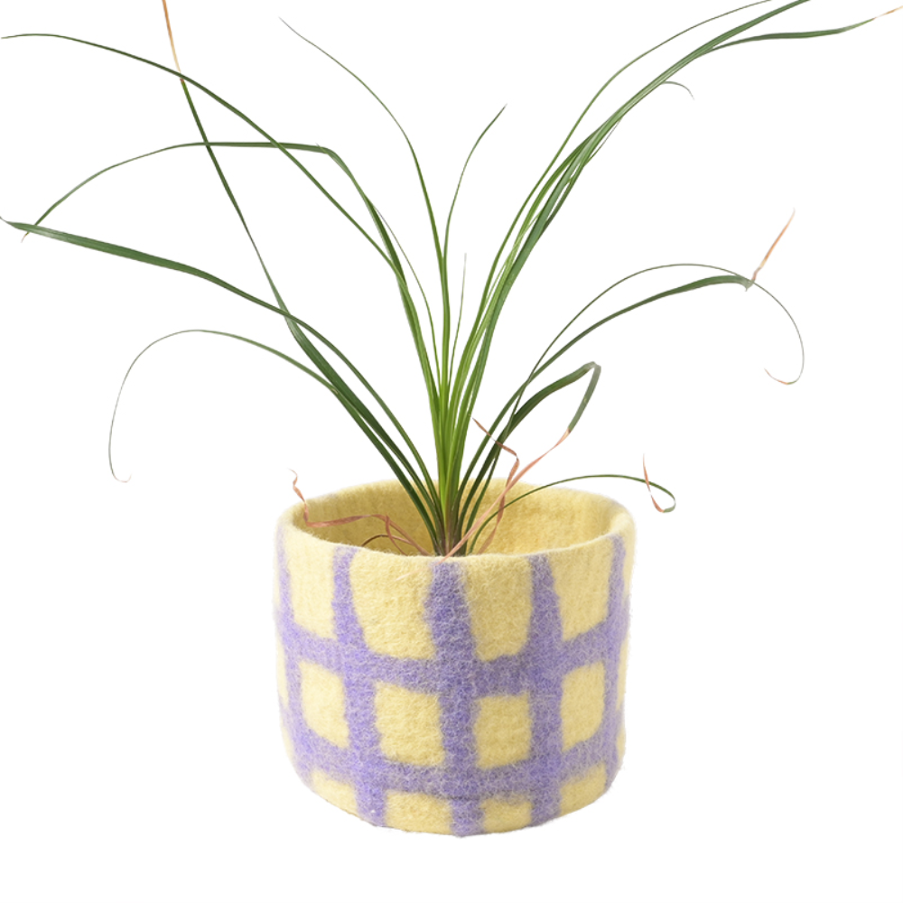 Aveva Decorative Pattern Flower Pot Thick Checked Lilac