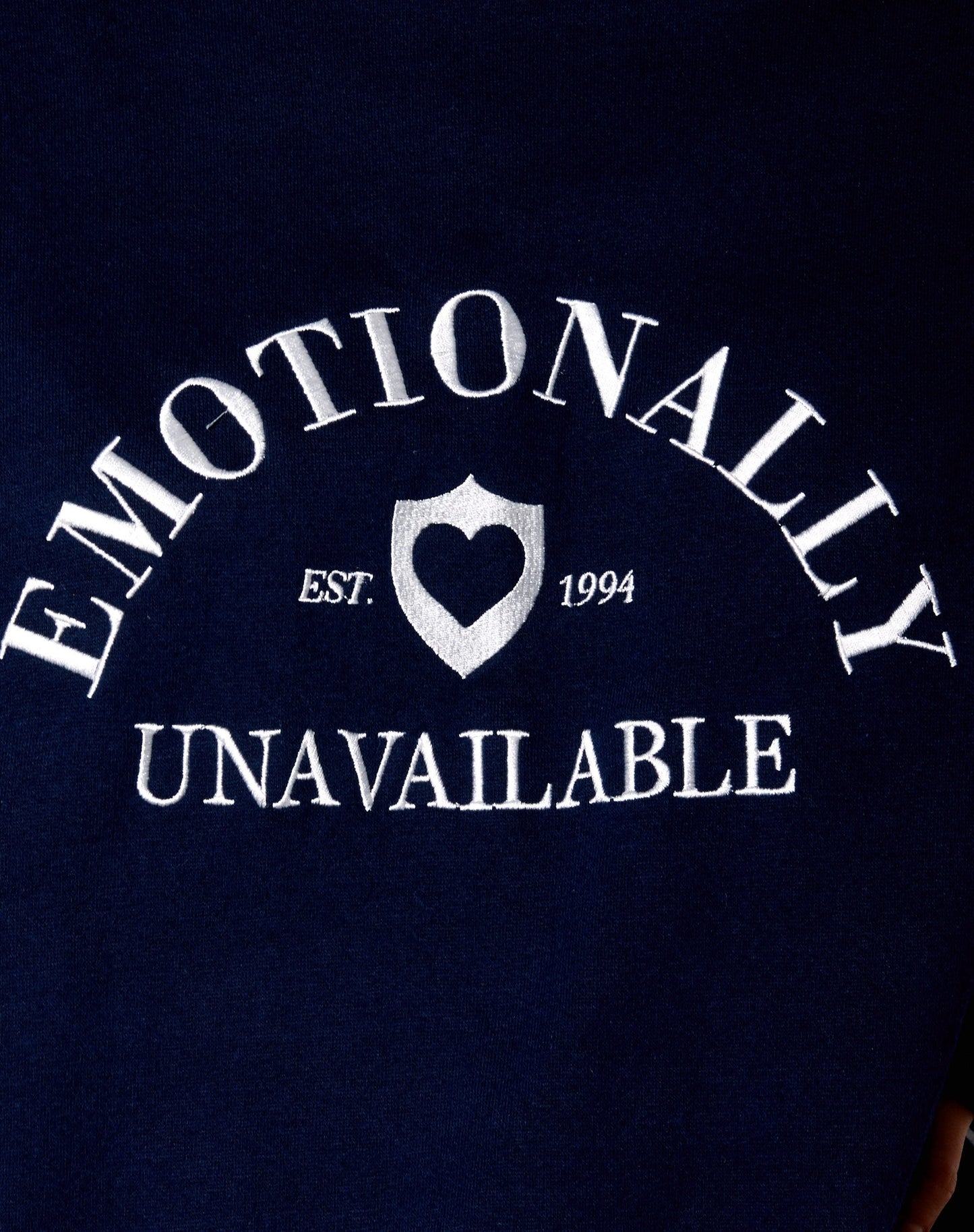 Ted Sweatshirt in Navy 'Emotionally Unavailable'