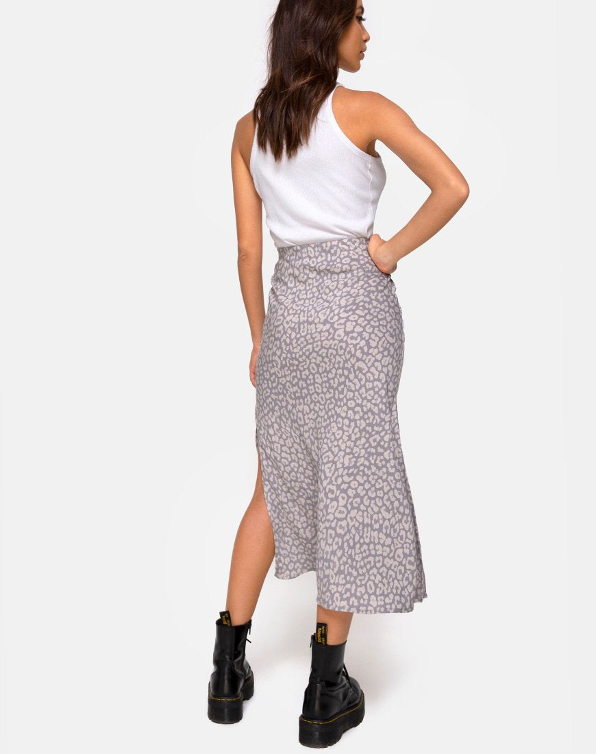 Tindra Midi Skirt in Leopard Daze Grey