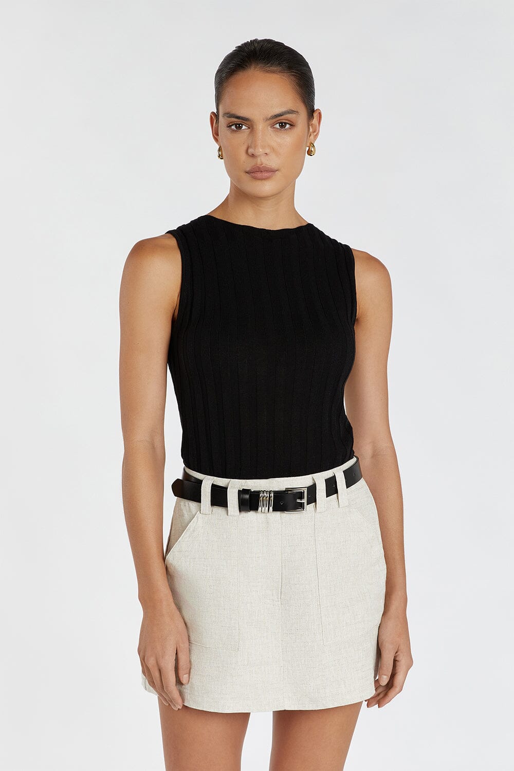 GOLDIE BLACK BOAT NECK TANK