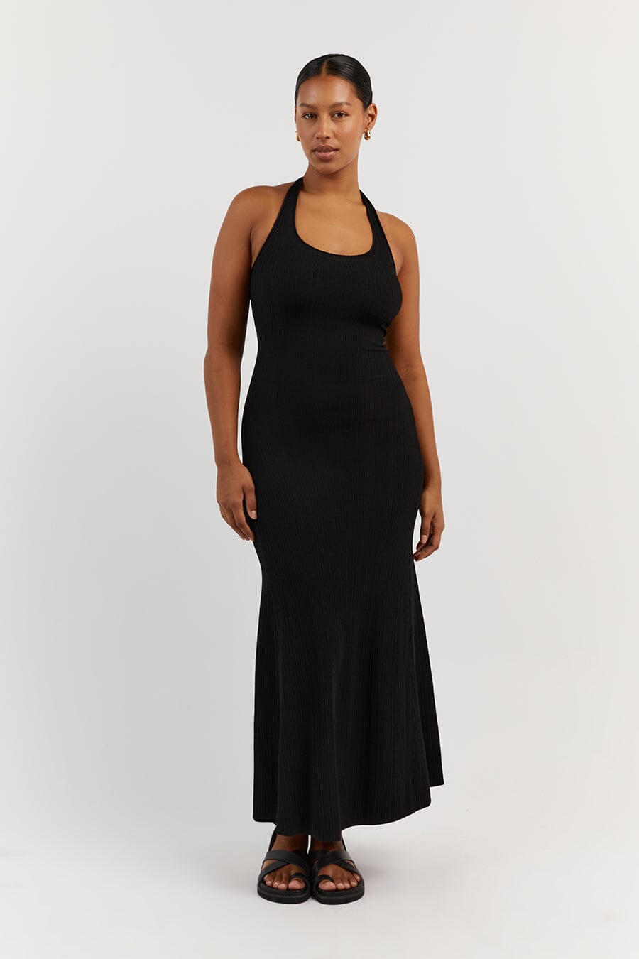 EDDISON BLACK KNIT MIDI DRESS