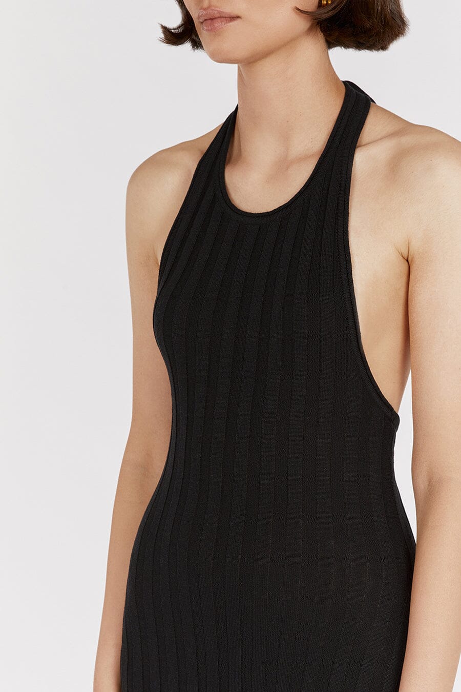 GOLDIE BLACK HALTER MAXI DRESS