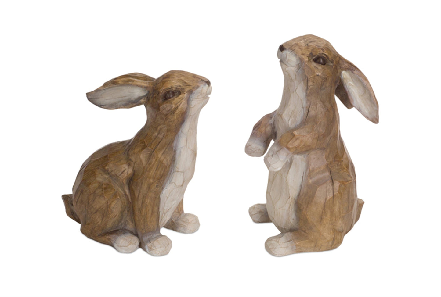 Carved Stone Garden Rabbit Figurine, Set of 2