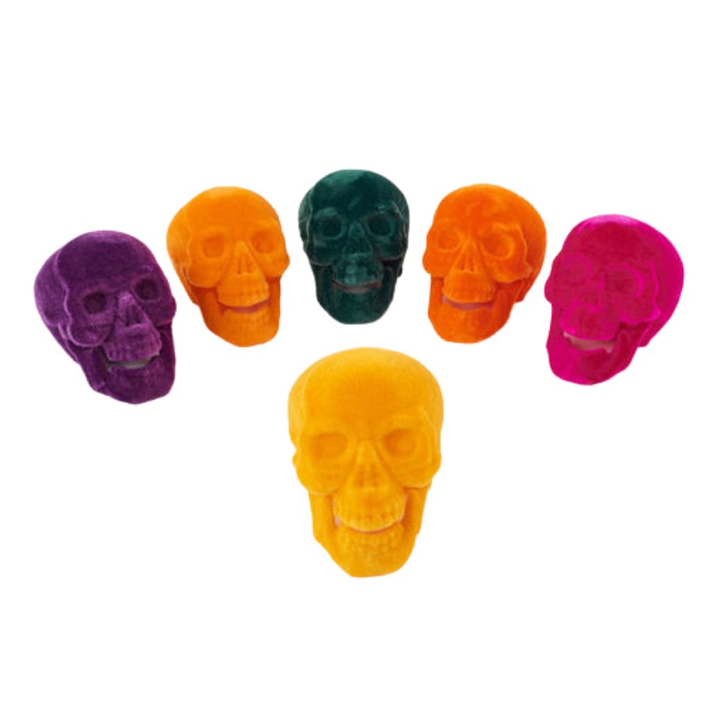 HALLOWEEN FLOCKED SKULL
