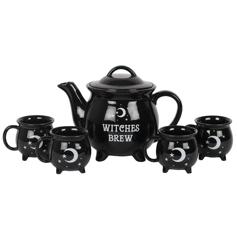 WITCHES BREW HALLOWEEN CAULDRON CERAMIC TEA SET