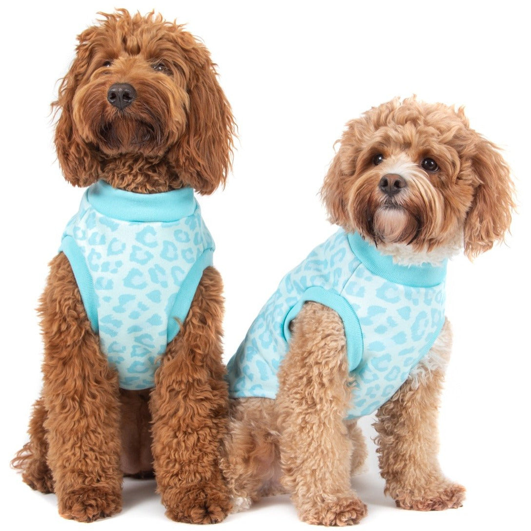 DOG FLEECE PYJAMAS: Turquoise Leopard {FINAL SALE}