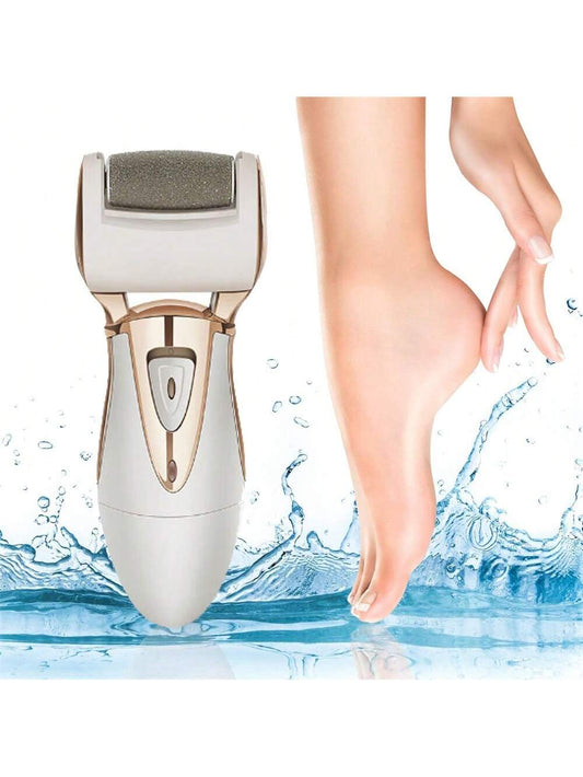 1PC Waterproof Foot Trimmer, Female Foot Care, Rechargeable Foot Cleaner Electric Foot Sander, Electronic Foot Cleaner, Foot Care Equipment For Cracked Heels And Hard Skin, Golden Foot Care Tools
