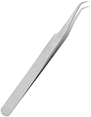 Eyelash Extension Tweezers for Individual and 3D 5D 6D Volume Lashes Curved Point Professional Stainless Steel Precision Lash Extension Tweezers