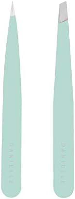 Soft Touch Slant and Point Stainless Steel Tweezers, Seafoam