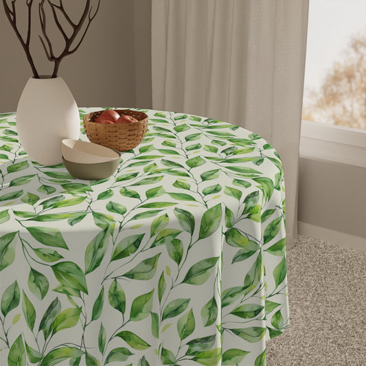 Decorative Tablecloth with Green Gardens Design, Durable Polyester (55.1" x 55.1")
