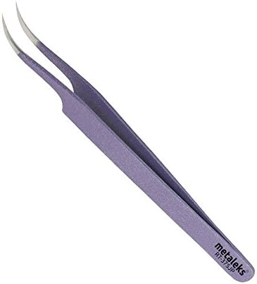 Eyelash Extension Tweezers Surgical Stainless Steel with Metallic Purple Powder Coating (Curved Tip).
