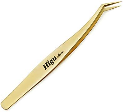 Eyelash Extension Tweezers for Volume Lashes Make Fans Professional Tweezer Tools Precision Stainless Steel 45 Mega Curved Angled 17mm Fine Tip for Eye Lash Extensions Supplies